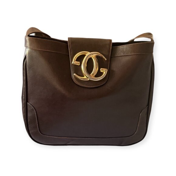 Gucci Vintage Brown Leather GG Logo Shoulder Bag - Picture 2 of 8